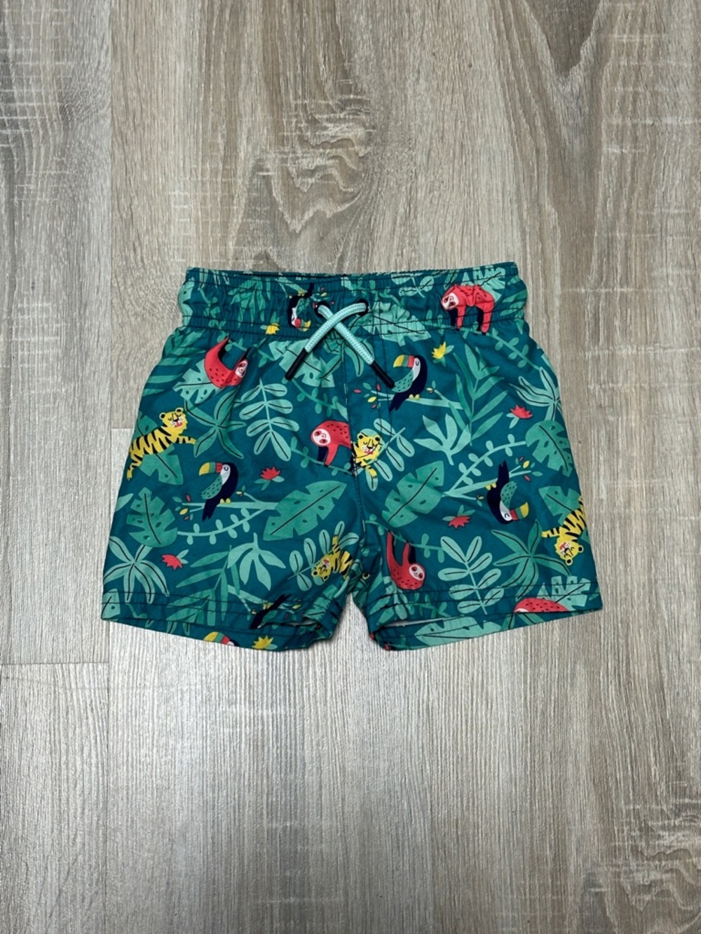 Cat & Jack Teal Tropical Animal Print Swim Trunks